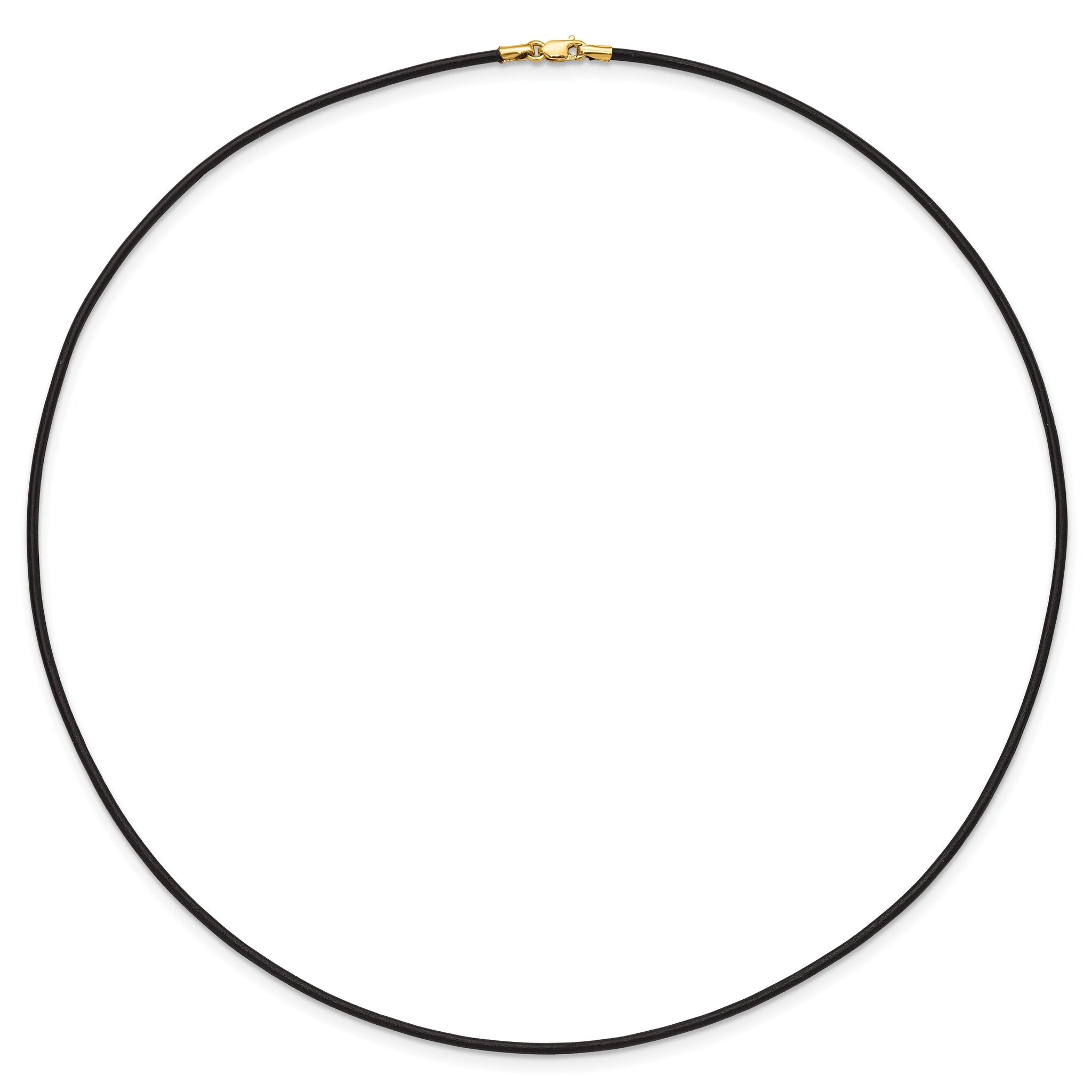14k Yellow Clasp 1.5mm 16 inch Black Leather Cord Necklace