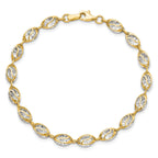 14K w/White Rhodium Polished and D/C Bracelet