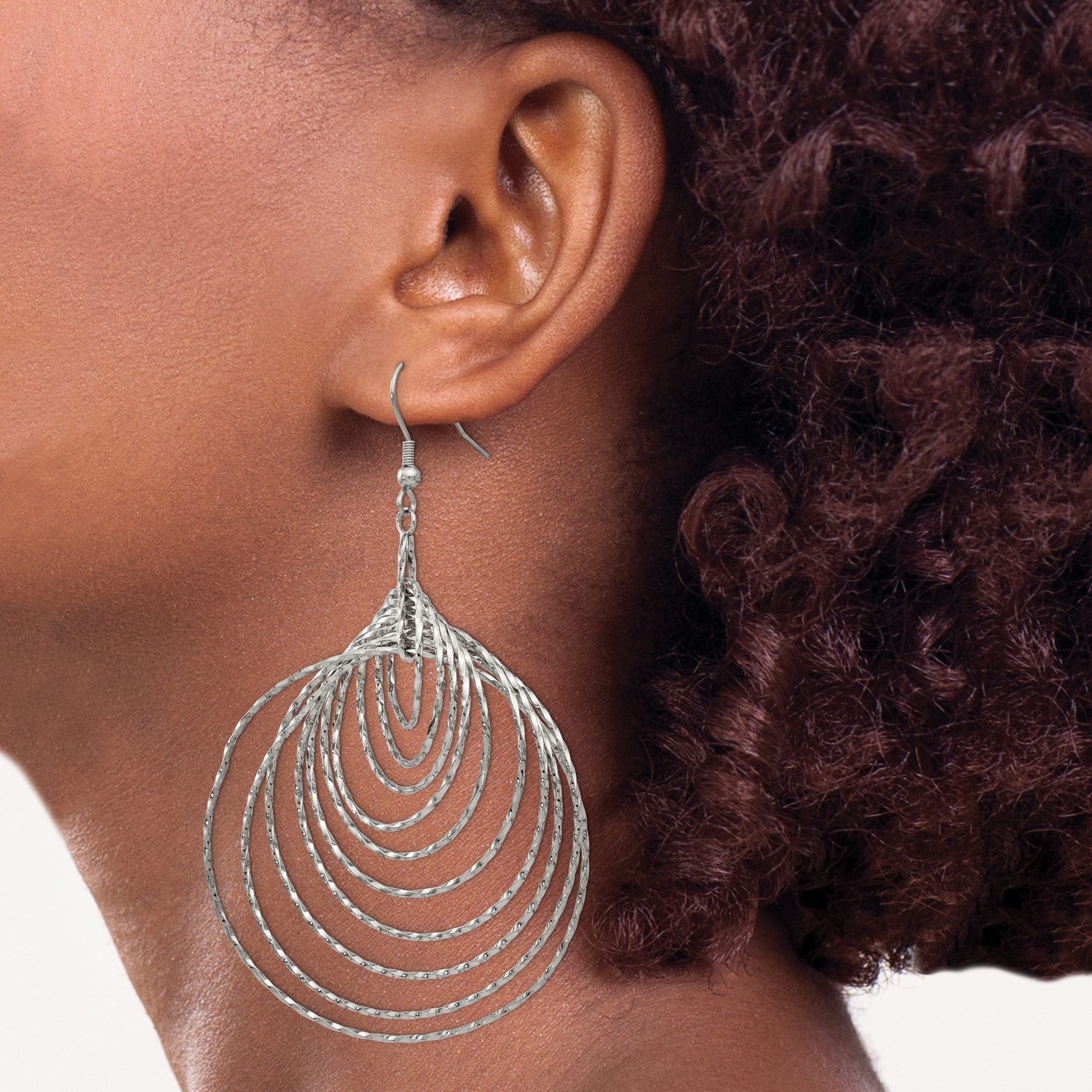 Stainless Steel Polished Twisted Drop Dangle Earrings for Women Secondary image