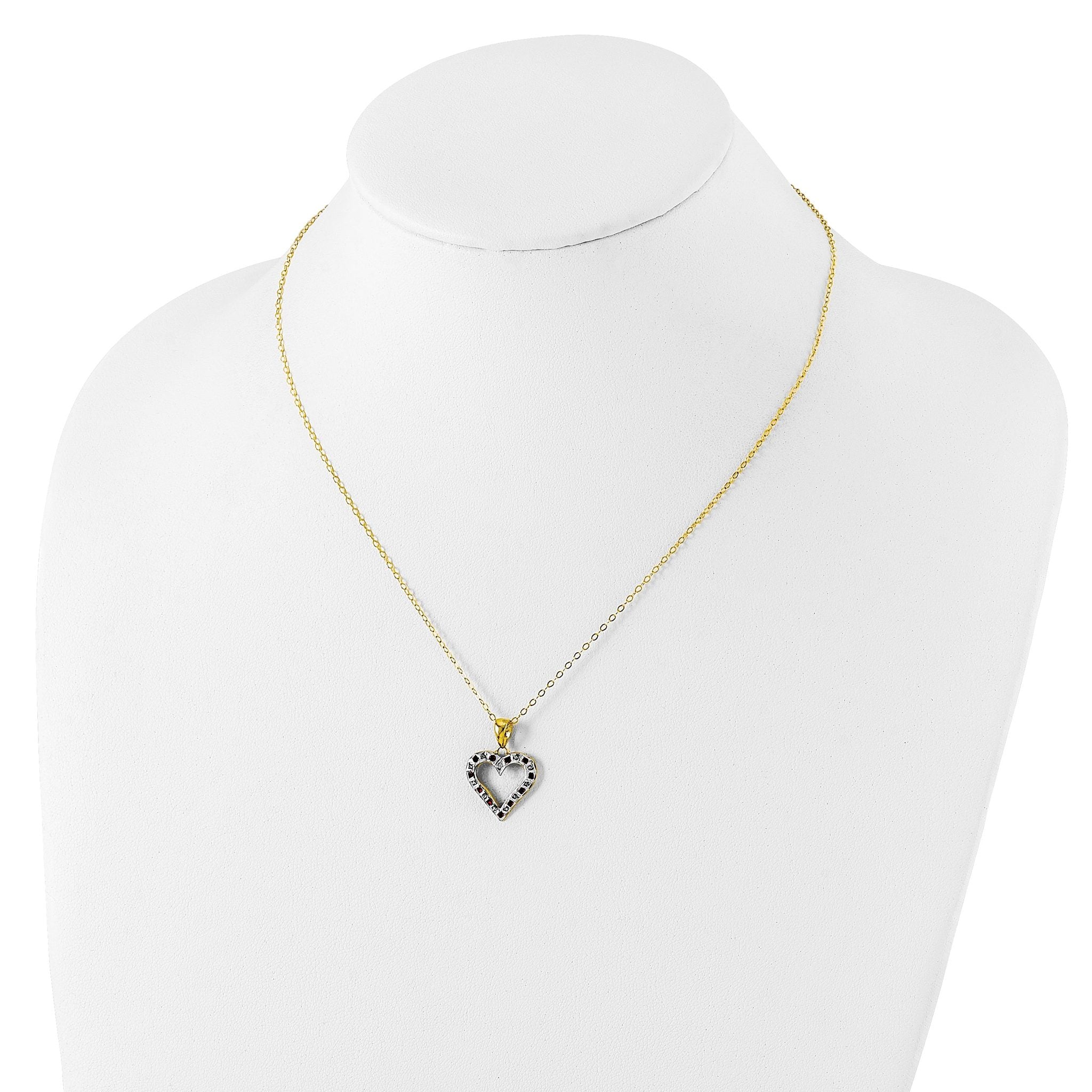 Sophia Jewelers 18K Gold-Plated Sterling Silver Ruby and Diamond Heart Necklace