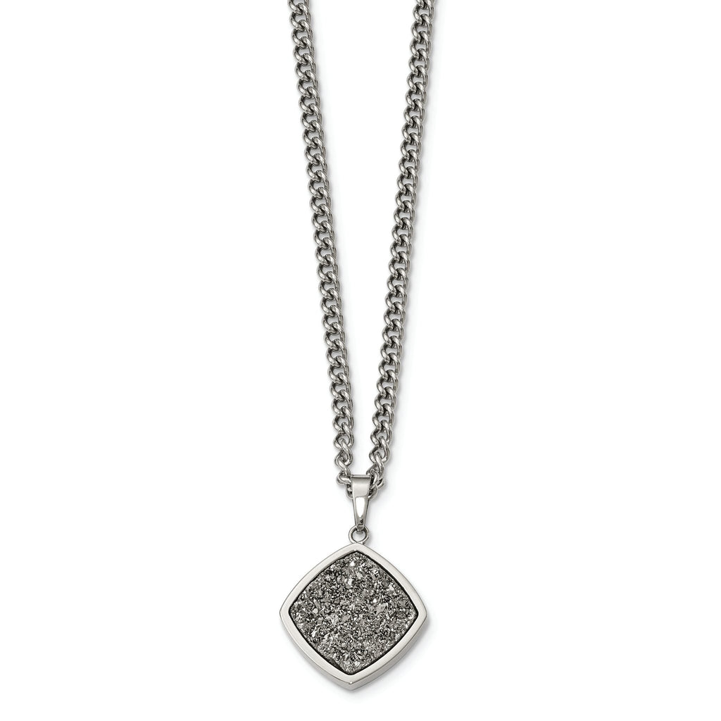 Silver Druzy Necklace in Stainless Steel