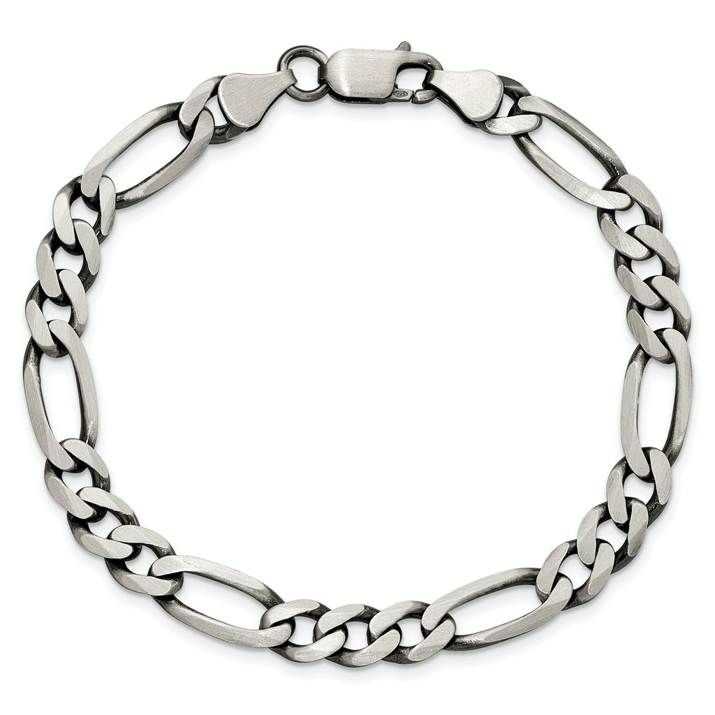 Antiqued Figaro Chain in Sterling Silver, 6.5mm