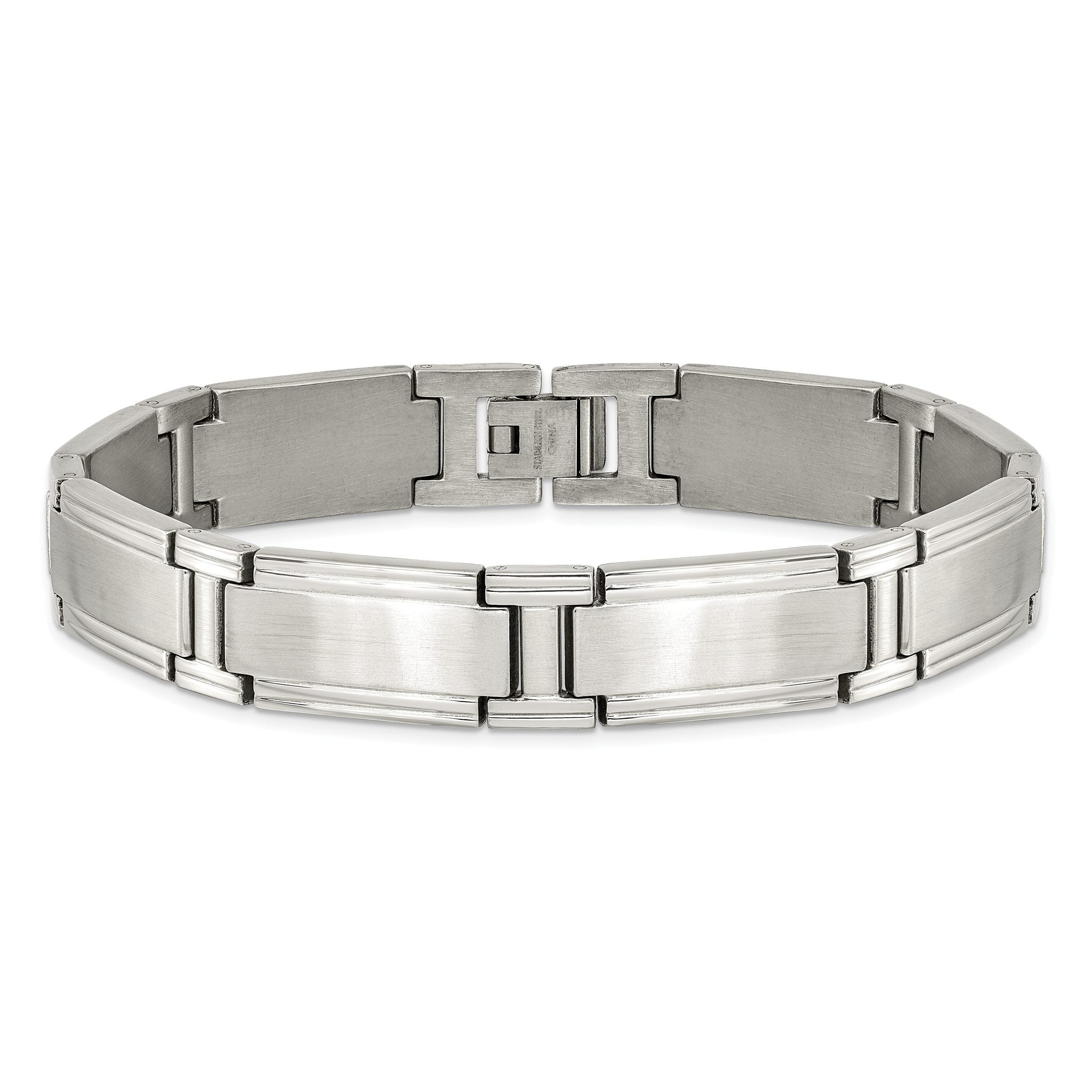 Stainless Steel Brushed and Polished Link Bracelet for Men