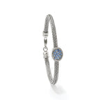 Stainless Steel Polished and Textured Blue Crystal Bracelet for Women