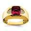 14k Emerald-cut Created Ruby and Diamond Mens Ring