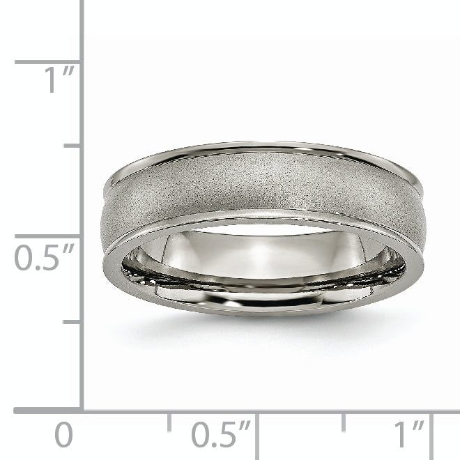 Ridged Edge Comfort-Fit Wedding Band in Titanium, 6mm