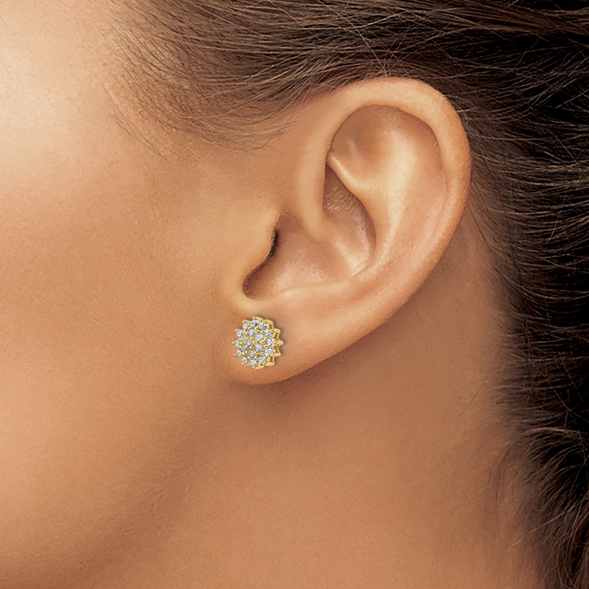 14k 1/2 carat Lab Grown Diamond VS/SI+ G+ Complete Cluster Post Earrings