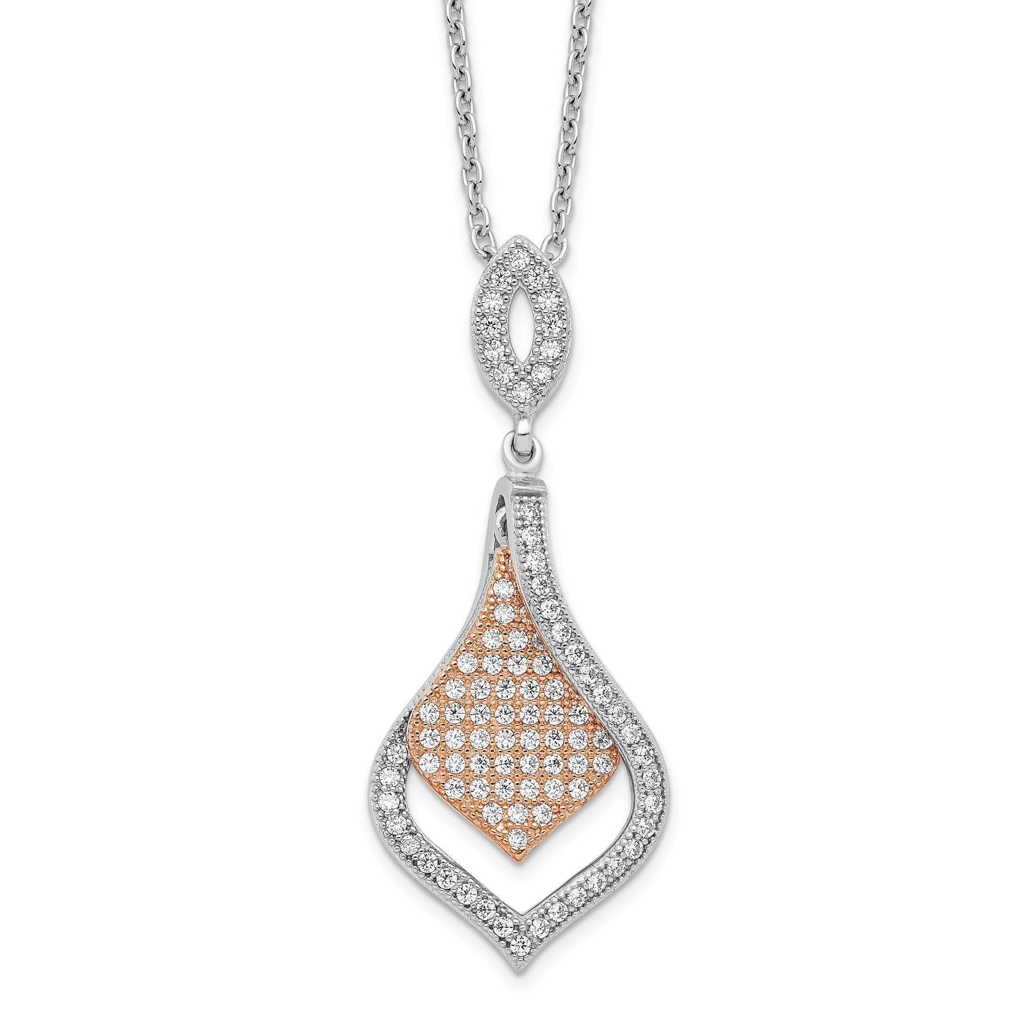 Sophia Jewelers Rose Gold-Plated Sterling Silver PavÃƒÆ’Ã†â€™Ãƒâ€šÃ†â€™ÃƒÆ’Ã¢â‚¬Å¡Ãƒâ€šÃ‚Â© Necklace with CZ Elegance