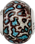 Sophia Jewelers Sterling Silver Teal Overlay Glass Bead Elegant Italian Design
