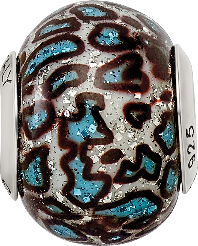 Sophia Jewelers Sterling Silver Teal Overlay Glass Bead Elegant Italian Design