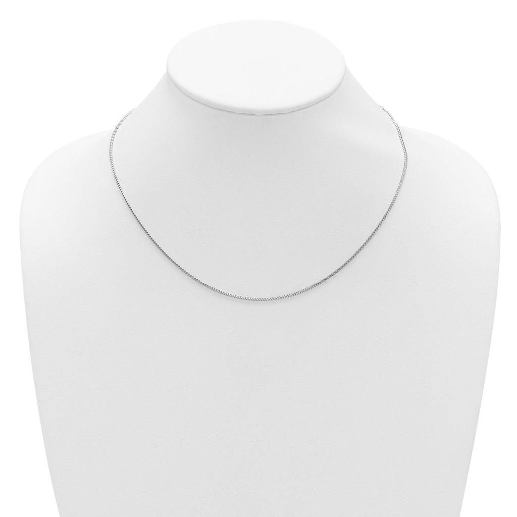 14K White Gold 1.25mm Franco 1in+1in Adjustable Chain