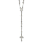 Sterling Silver Rhodium-plated Beaded Rosary Necklace
