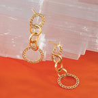 14K Polished Fancy Circle Link Dangle Post Earrings
