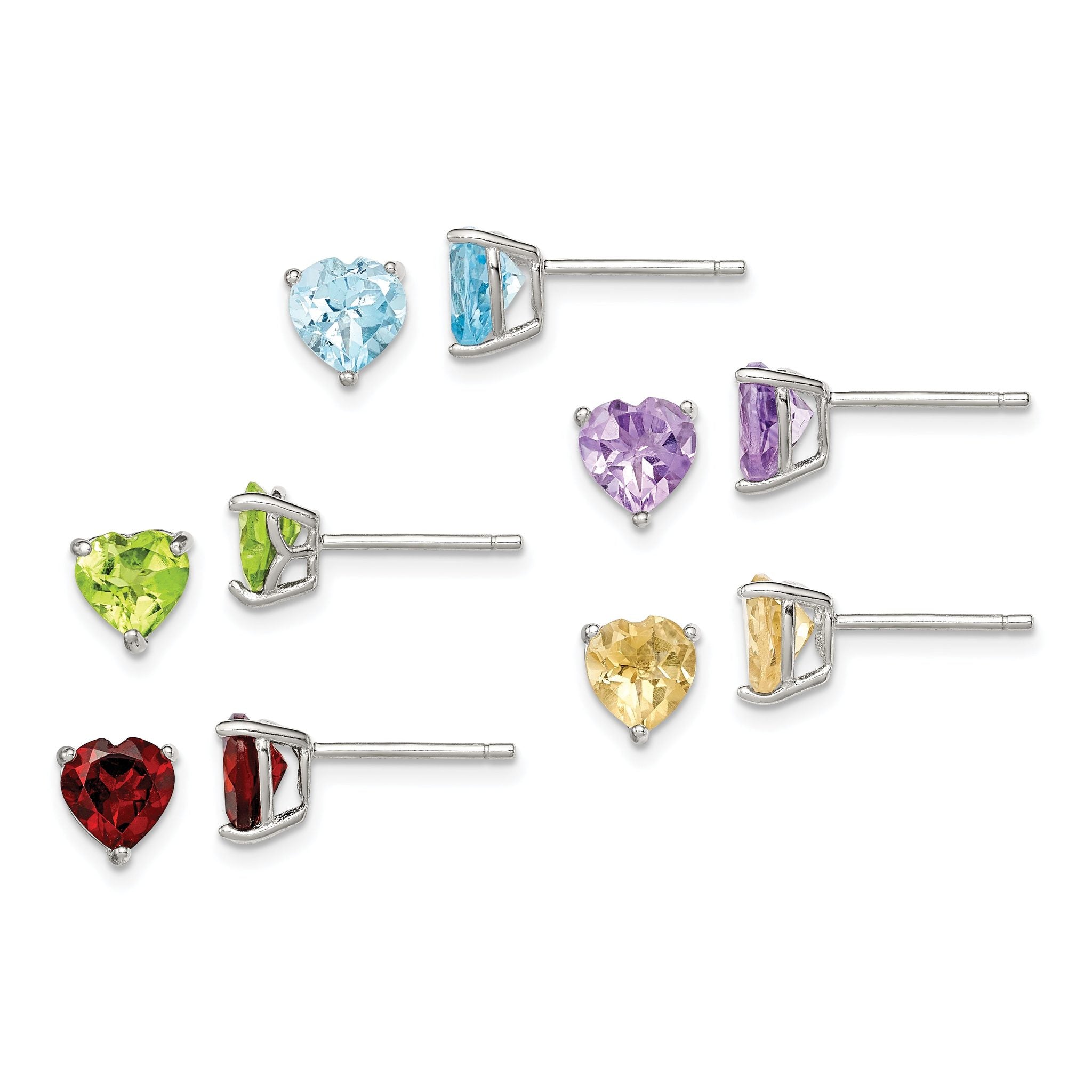 Sterling Silver Rhodium-plated Gemstone Post Earring Set Main image