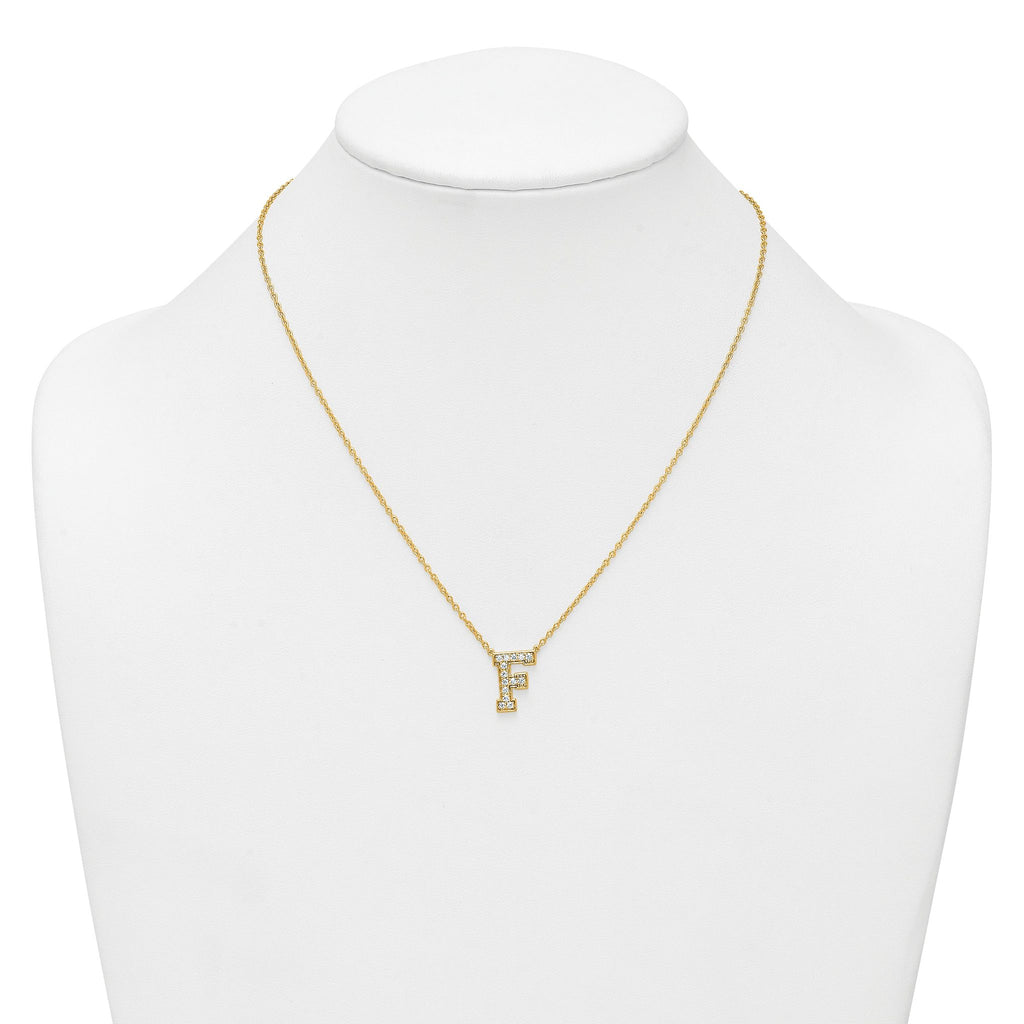 14k 1/3 carat Lab Grown Diamond VS+ F+ Complete Letter F 18 inch Initial Necklace