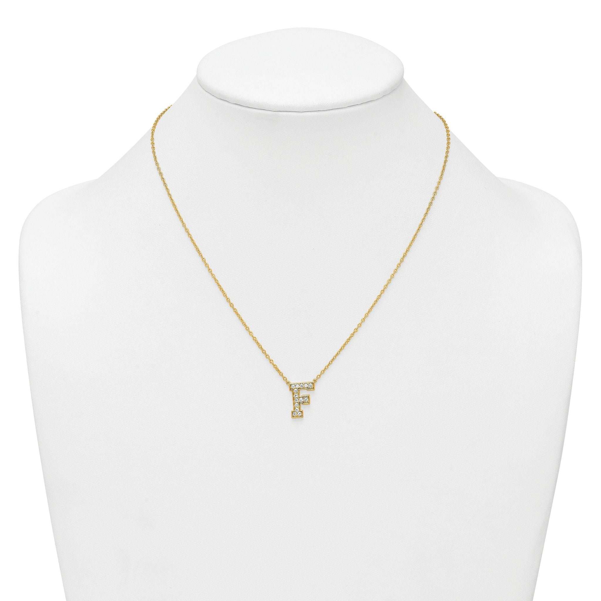 14k 1/3 carat Lab Grown Diamond VS+ F+ Complete Letter F 18 inch Initial Necklace