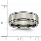 Grooved Edge Comfort-Fit Wedding Band in Titanium, 8mm