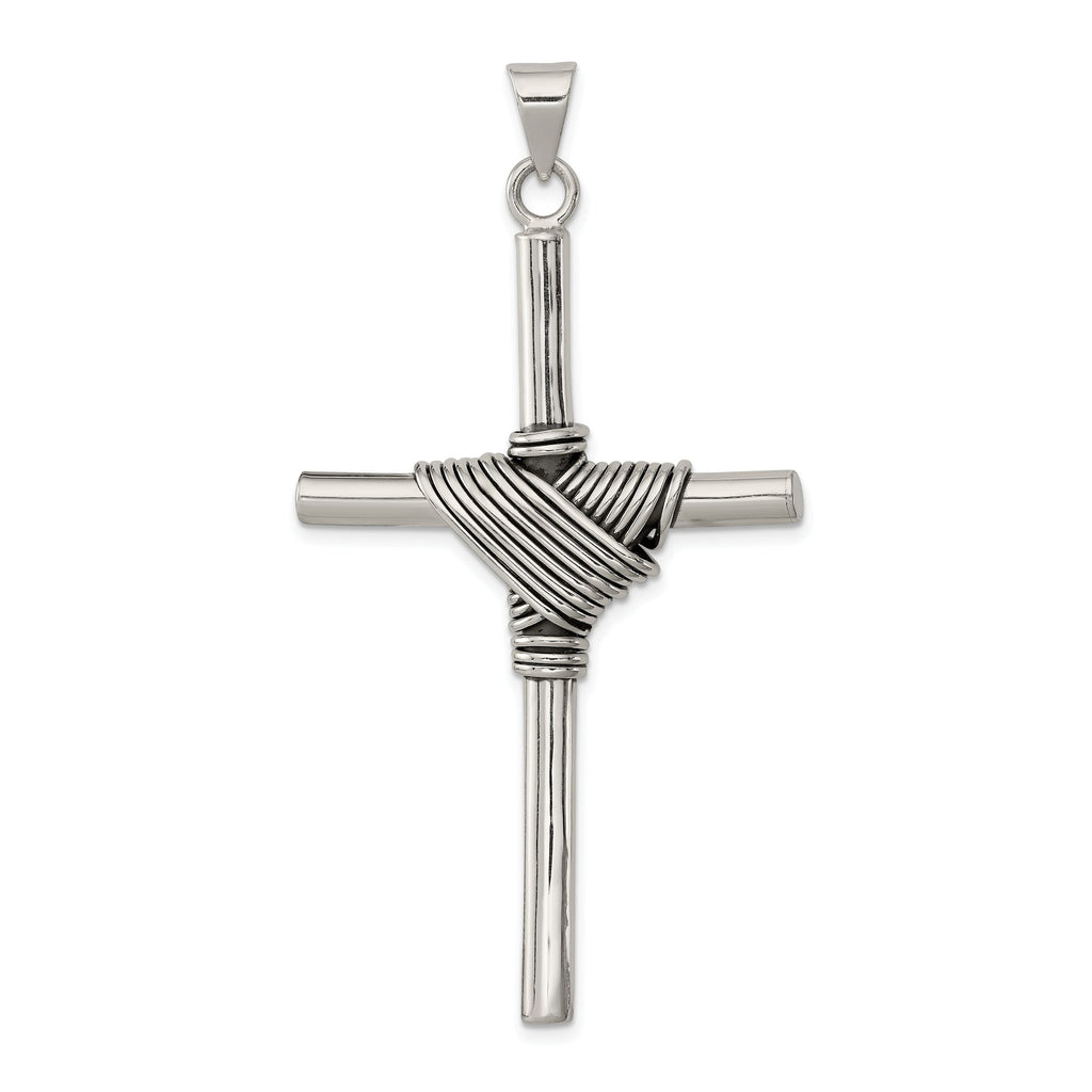 Sterling Silver 925 Antiqued Cross Pendant with 3D Design