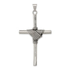 Sterling Silver 925 Antiqued Cross Pendant with 3D Design