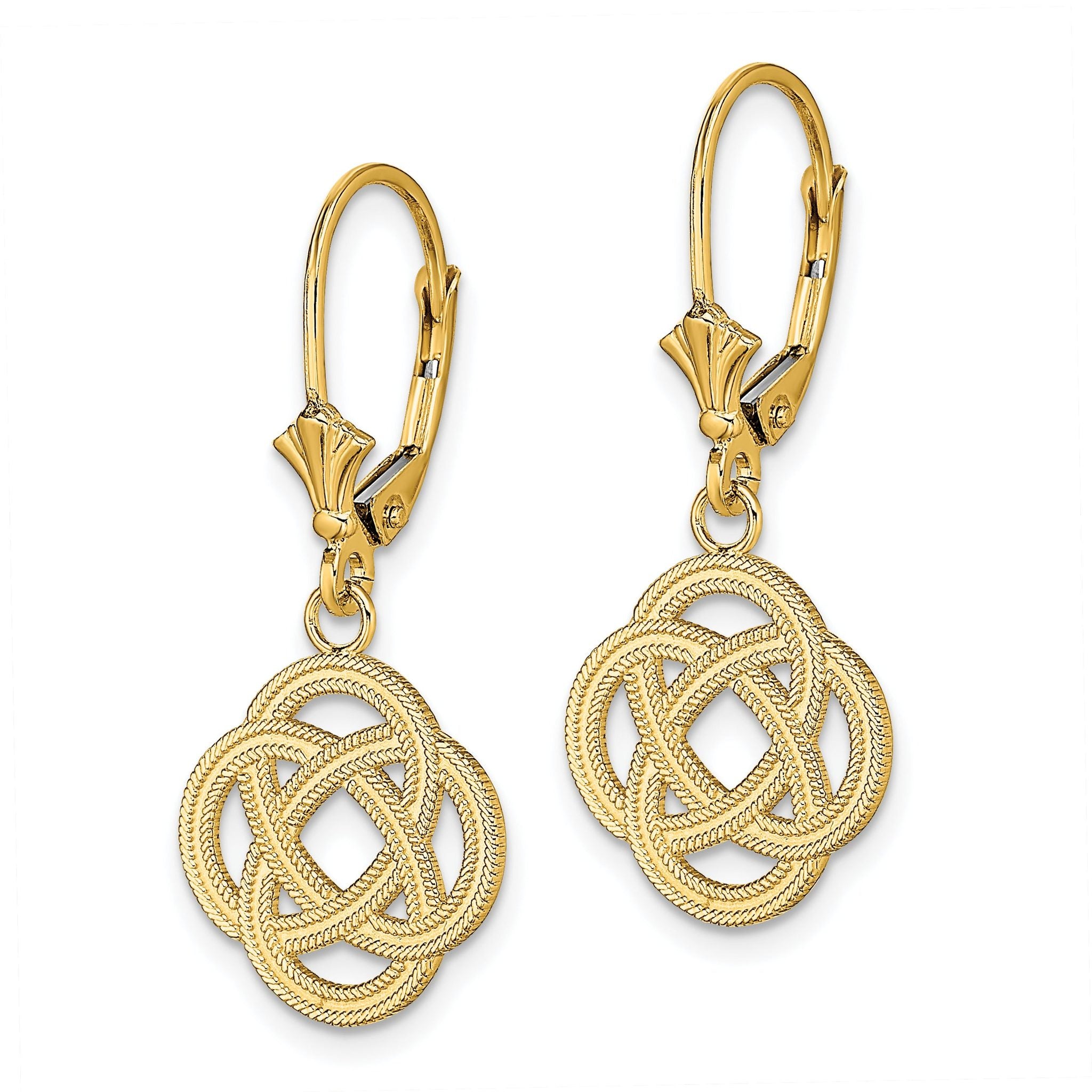 14K Small Celtic Eternity Knot Circle Leverback Earrings Secondary image