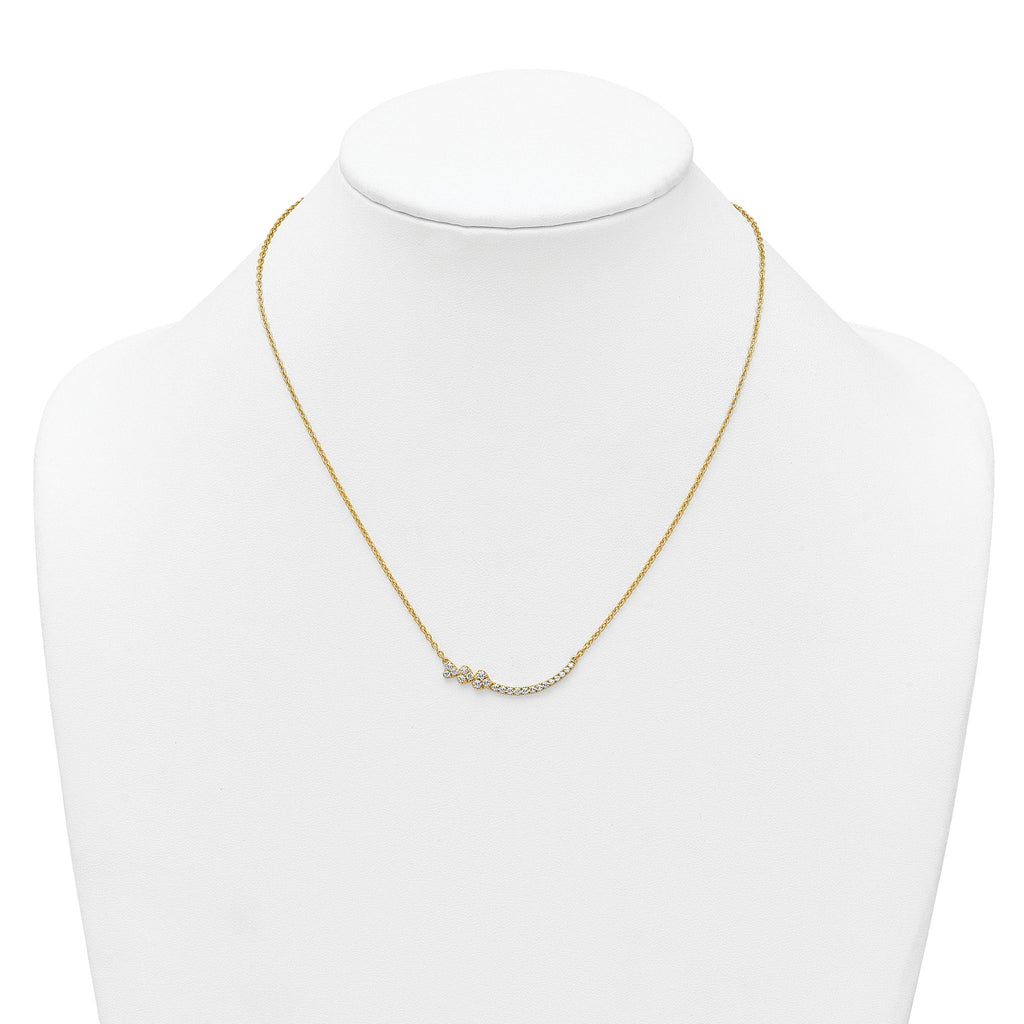 14k 3/8 carat Lab Grown Diamond VS+ F+ Complete 18 inch Fashion Hearts Bar Necklace