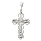 Sterling Silver 925 Diamond-Cut Crucifix Pendant with Polished Anti-Tarnish Finish