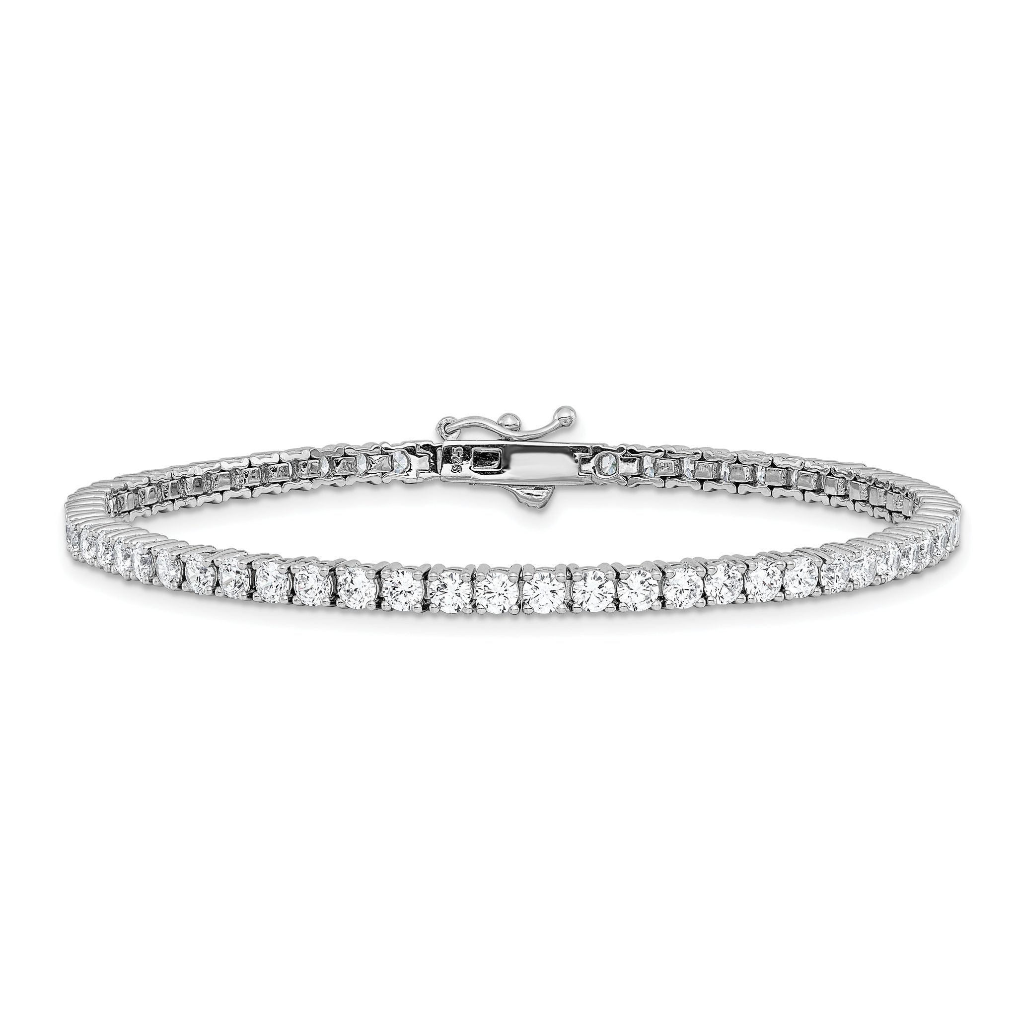 Sterling Shimmer Sterling Silver Rhodium-plated 3mm CZ 55 Stone 7 inch Bracelet