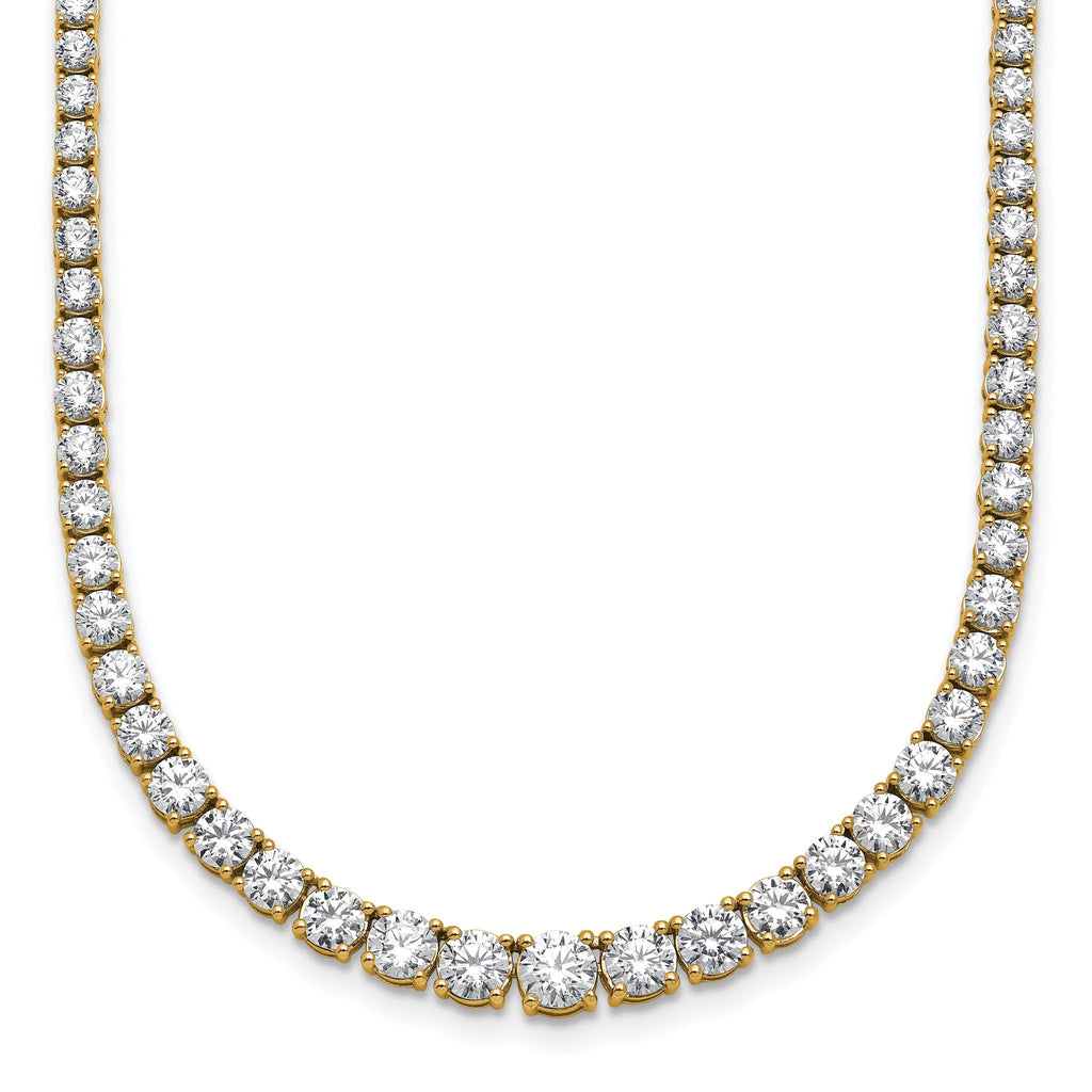 14k 9 7/8 carat Lab Grown Diamond VS/SI+ G+ Complete Round 18 inch Graduated Tennis Necklace