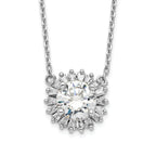 Sterling Silver Rhodium-plated CZ With 2in ext. Fancy Necklace