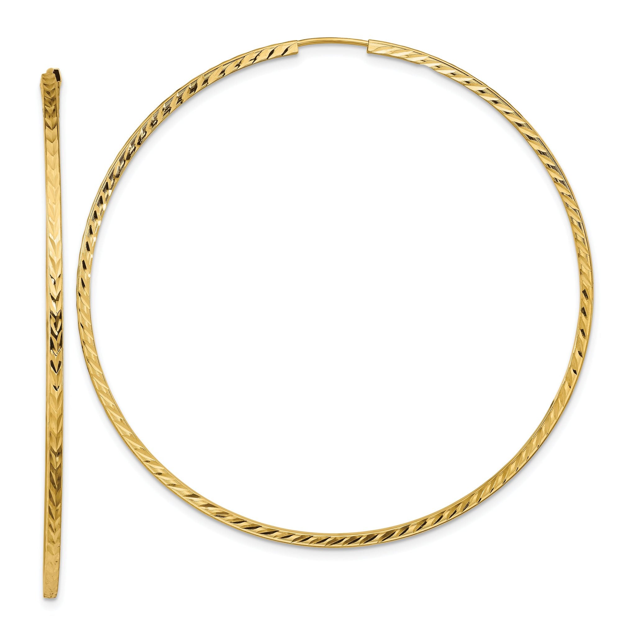 14k Diamond-cut Square Tube Endless Hoop Earrings Main image