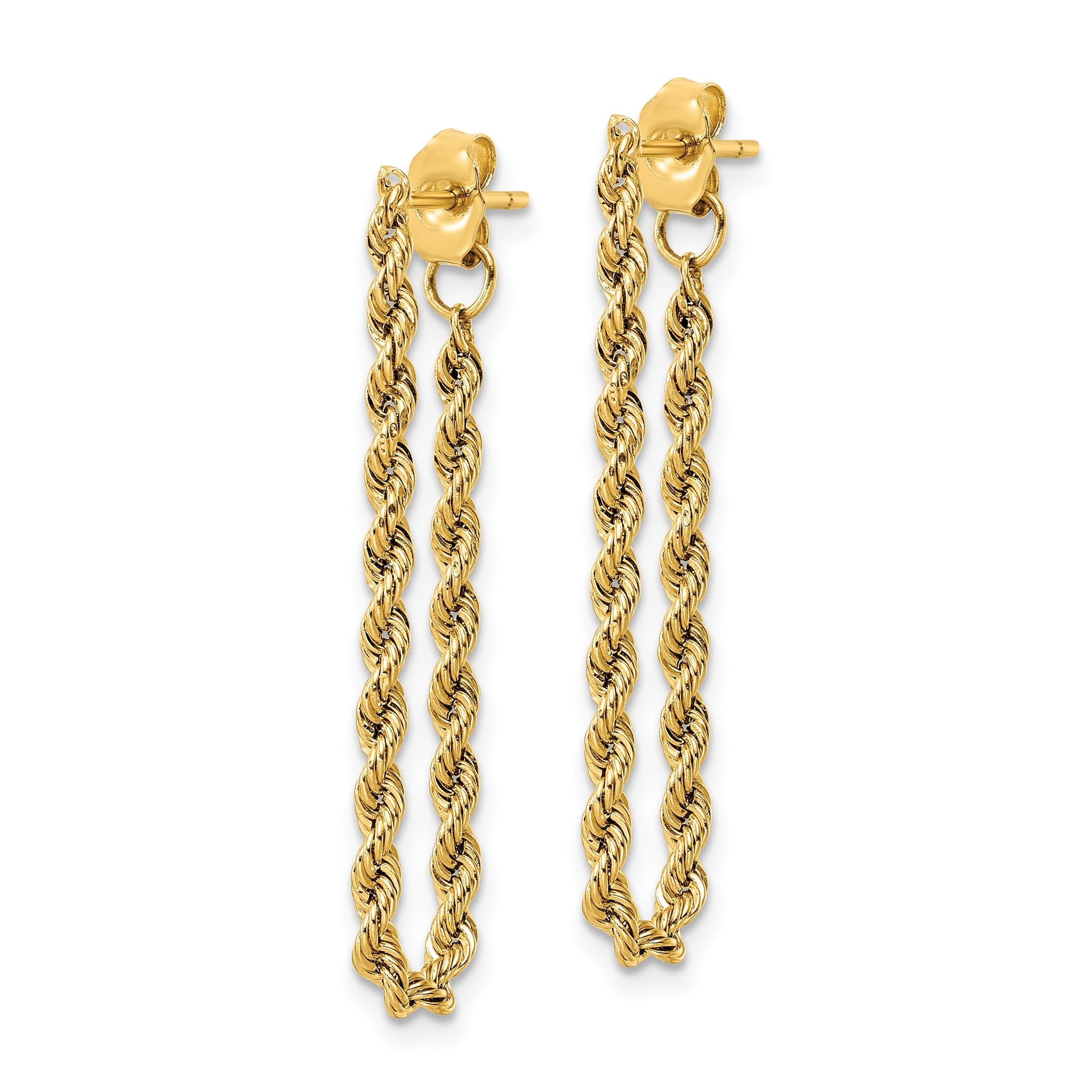 14k Polished Rope Dangle Earrings Secondary image