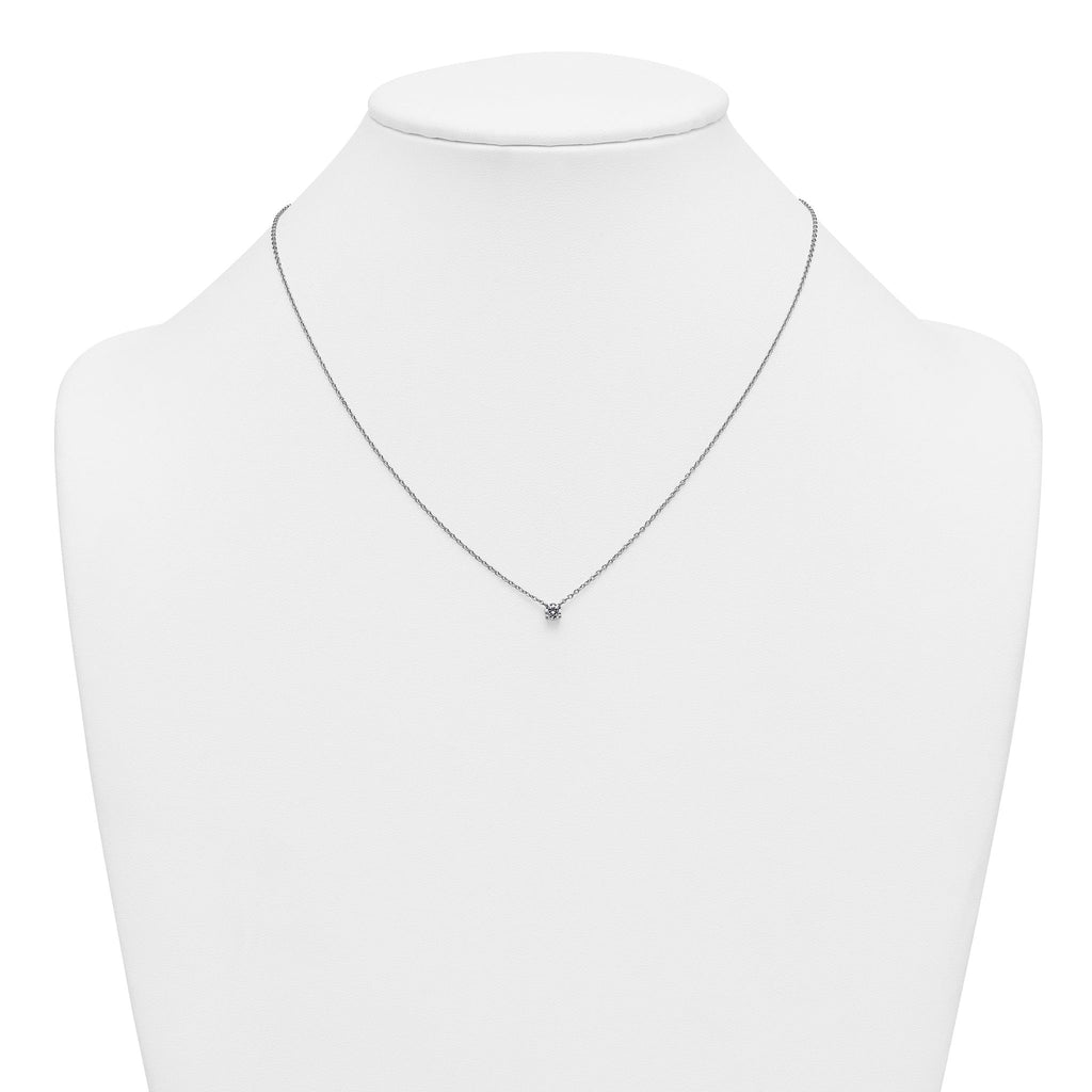 14k White Gold 1/4 carat Lab Grown Diamond VS/SI+ G+ Round Complete Four Prong 18 inch Solitaire Necklace
