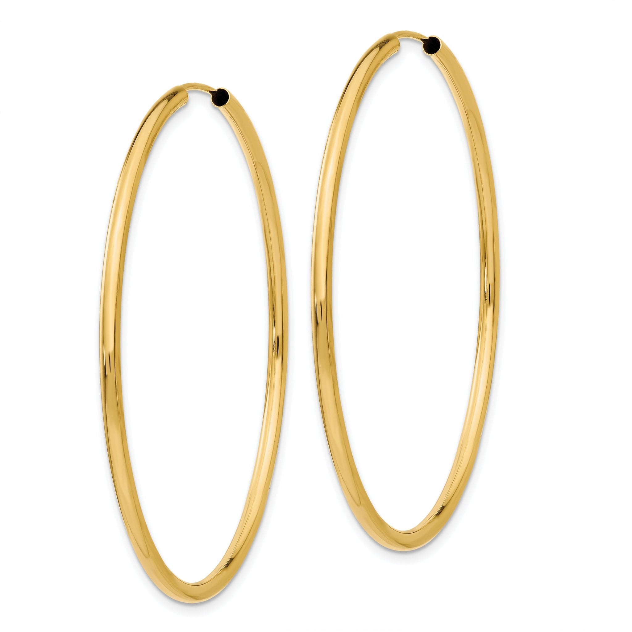 10k Polished Round Endless 2mm Hoop Earrings Secondary image