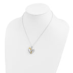 Sentimental Expressions Sterling Silver Rhodium and Gold-plated CZ I Love You More Each Day Heart 18 inch Necklace with Poem Card