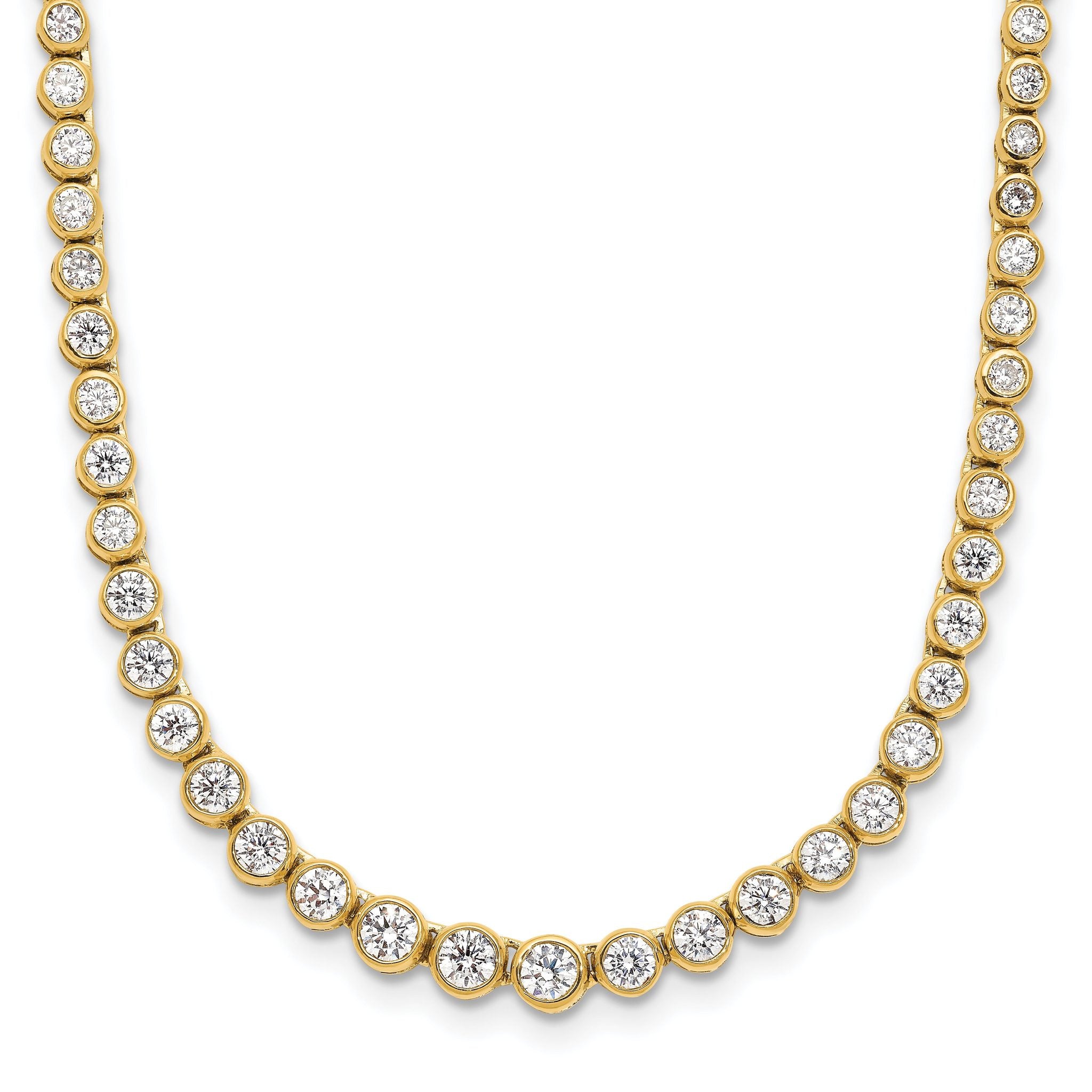 14k 3 carat Lab Grown Diamond VS/SI+ G+ 16 inch with a 2 inch extension Graduated Bezel Set Tennis Necklace Main image