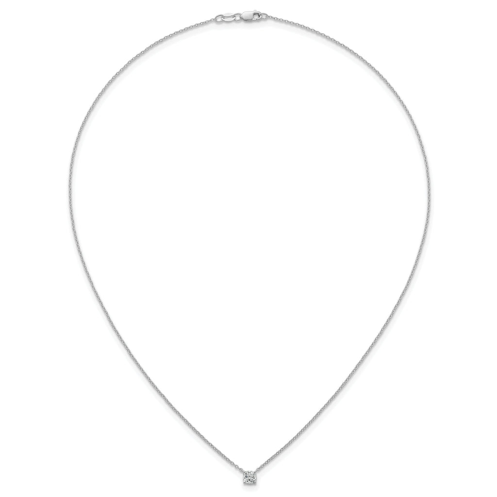 14k White Gold 1/2 carat Lab Grown Diamond VS+ F+ Cushion Complete 18 inch Four Prong Pendant Necklace