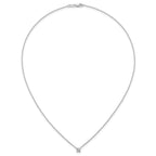 14k White Gold 1/2 carat Lab Grown Diamond VS+ F+ Cushion Complete 18 inch Four Prong Pendant Necklace