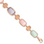 Sterling Silver Rose-tone and Created Cats Eye With  1in ext. Bracelet