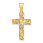 14K Gold Nugget Style Cross Pendant with Polished Textured Finish