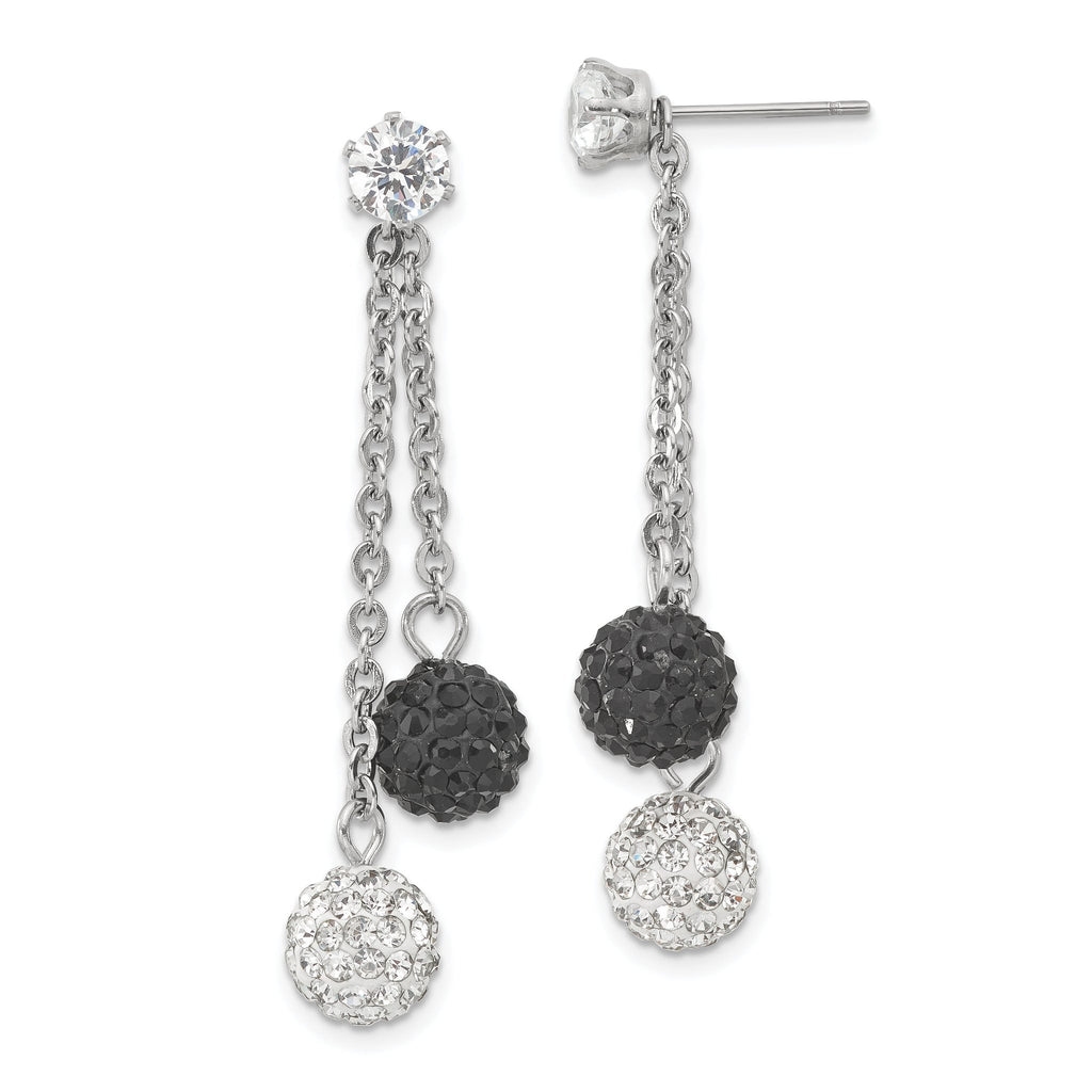 Stainless Steel Polished Multi-color Crystal Drop Dangle Earrings for Women