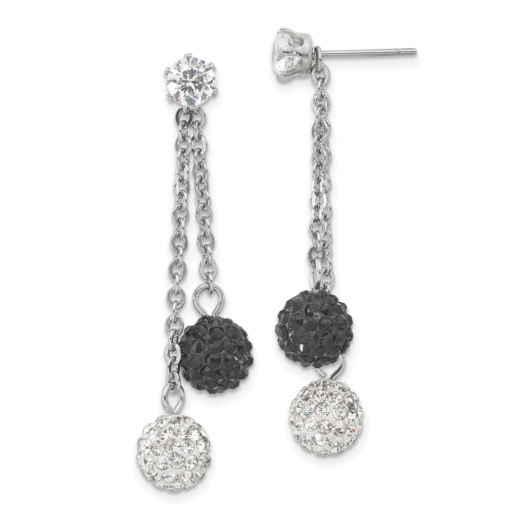 Stainless Steel Polished Multi-color Crystal Drop Dangle Earrings for Women