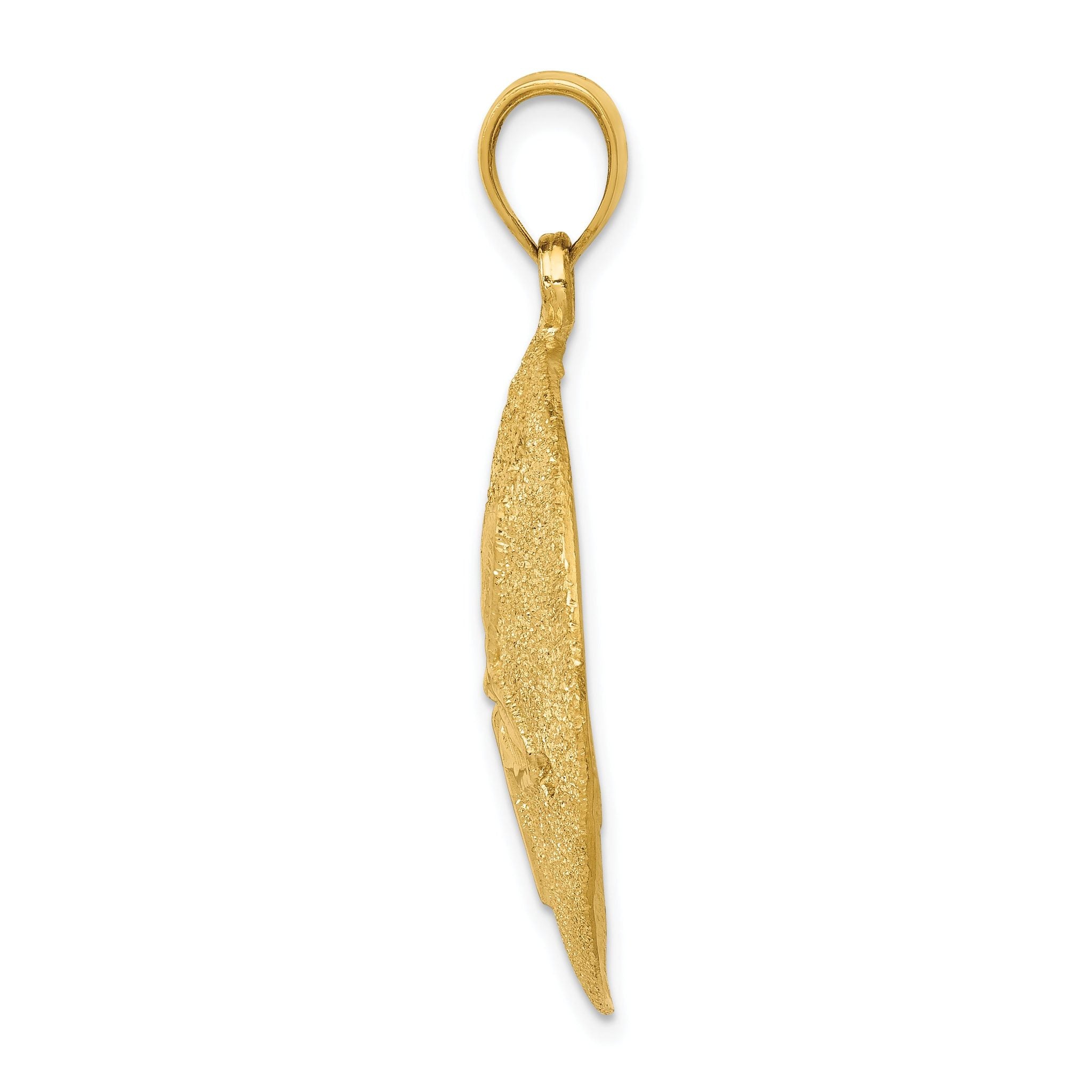 14K Gold Solid Polished Laser-Cut Sand Dollar Pendant for Men | Elegant & Textured