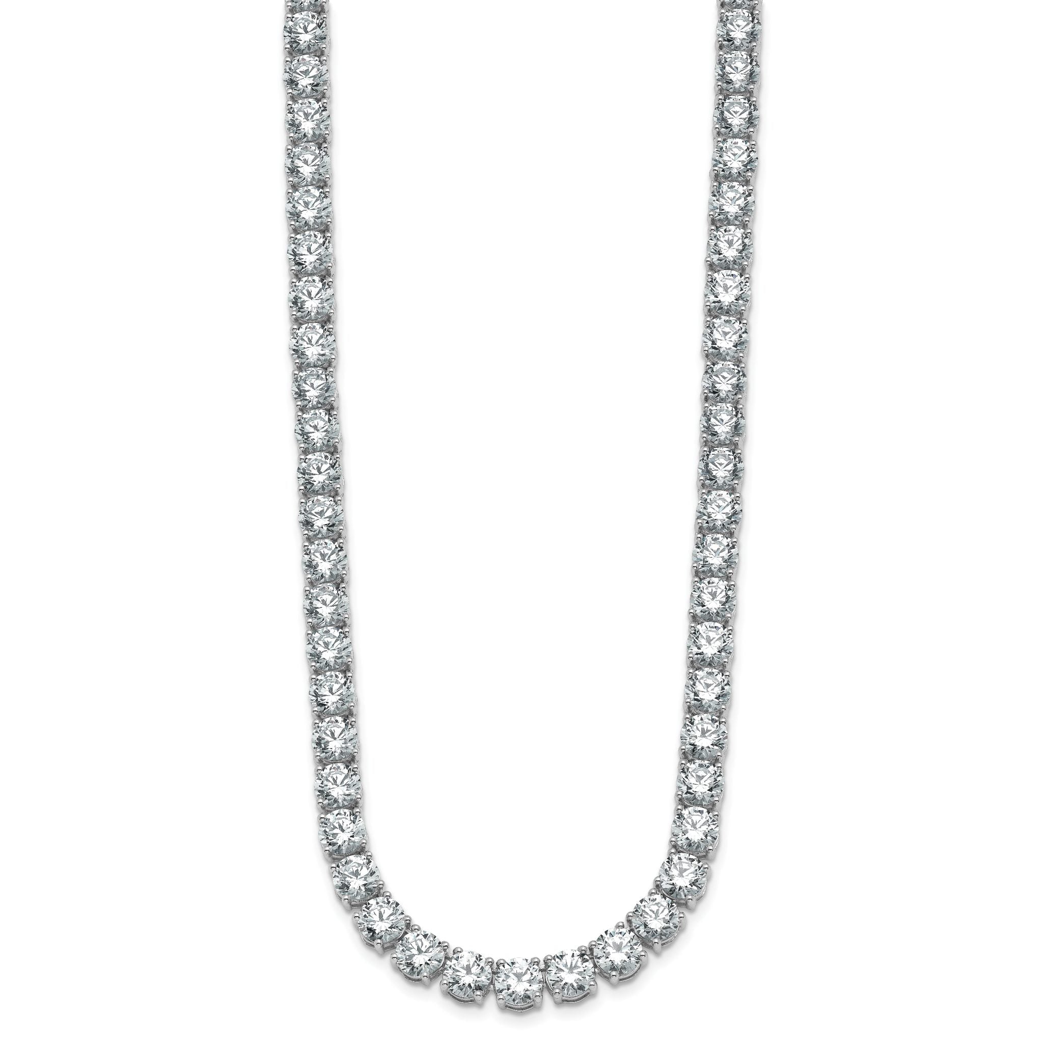 14k White Gold 53 7/8 carat Lab Grown Diamond VS/SI+ G+ Complete Round 22 inch Straight Tennis Necklace