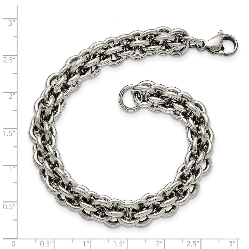 Stainless Steel Polished Fancy Circle Link Bracelet for Men