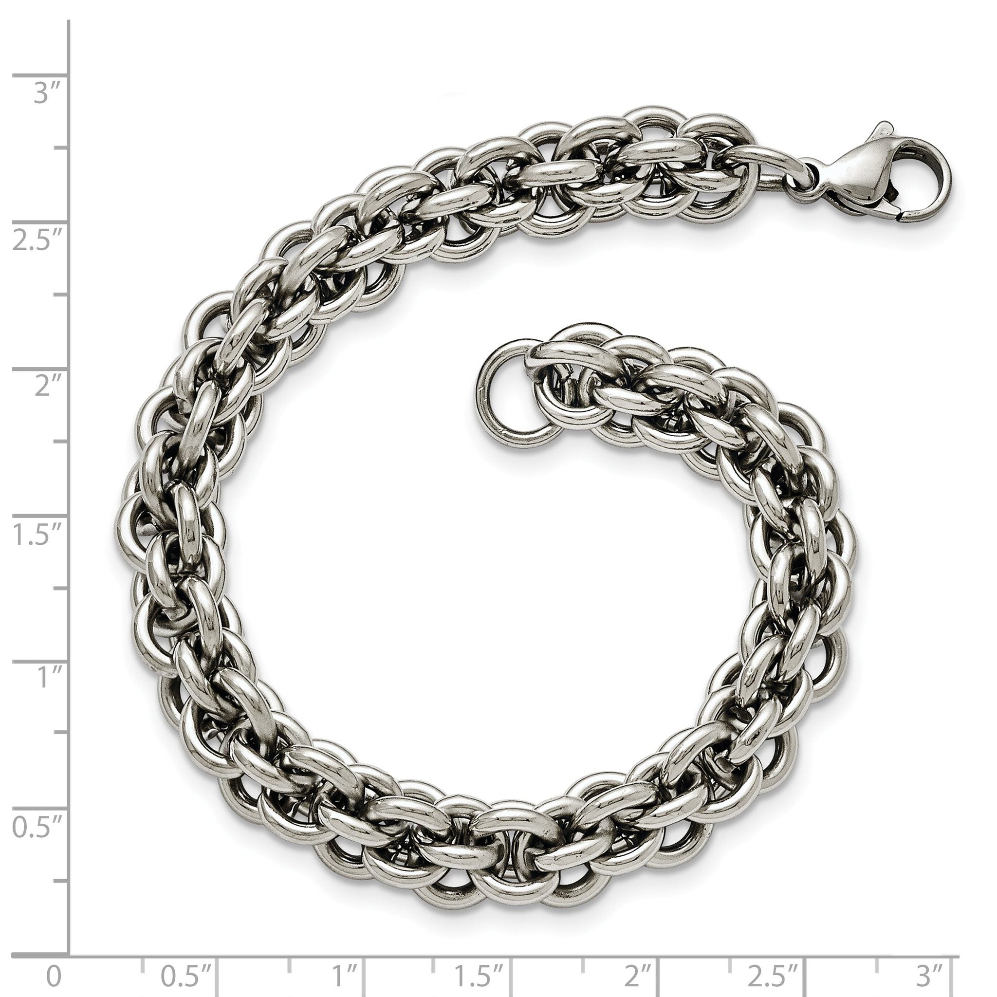 Stainless Steel Polished Fancy Circle Link Bracelet for Men