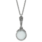 1928 Jewelry Silver-tone Textured Vintage Handle 4-5X Magnifying Glass 30 inch Necklace