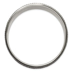Stainless Steel Polished & Brushed Grey Crystal Wide Flat Bangle Bracelet for Women