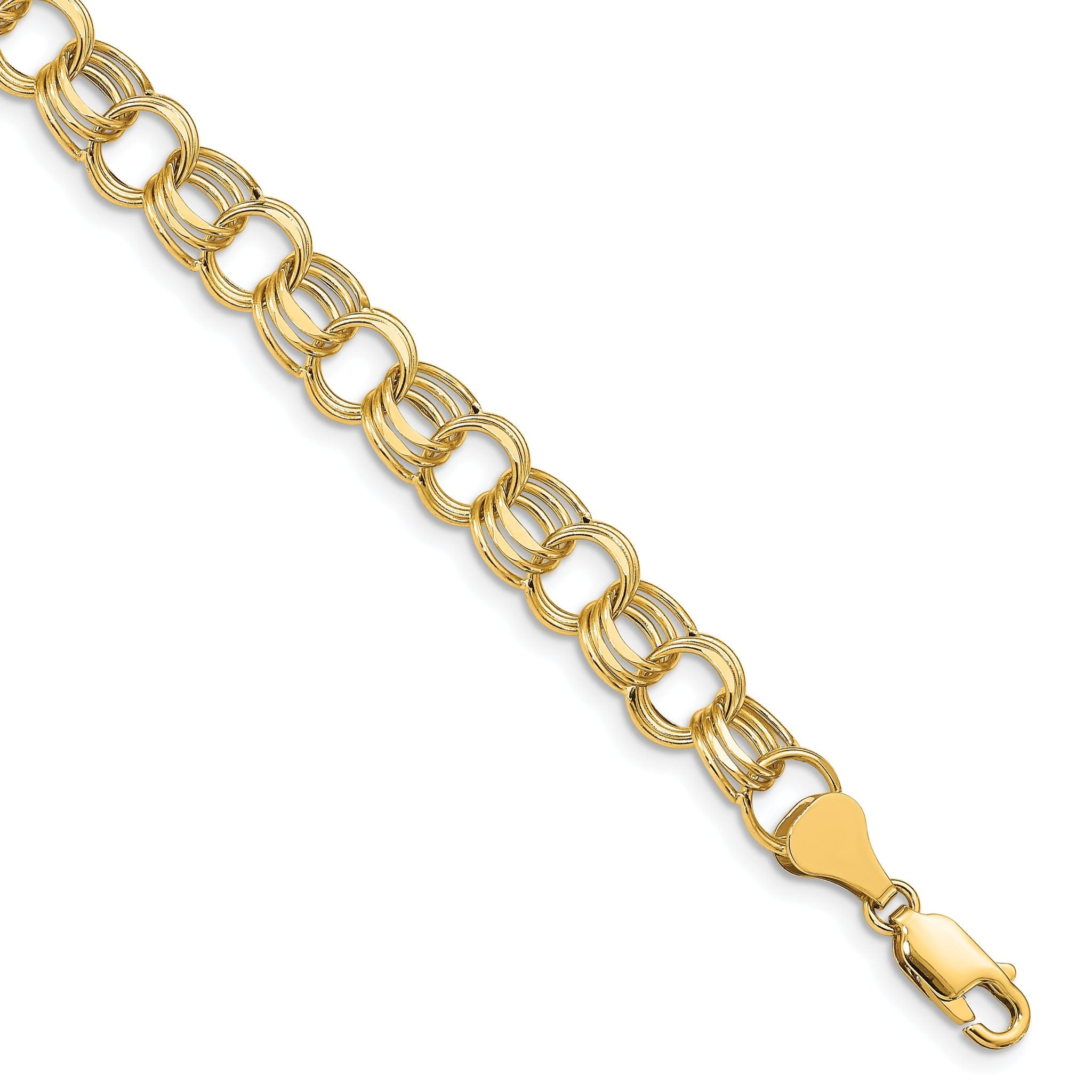 14k Lite 8mm Triple Link Charm Bracelet Main image