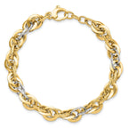 14K Two-tone Polished D/C Fancy Link Bracelet