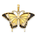 14K Yellow Gold Enameled Butterfly Pendant with Multi-Color Accents Polished Finish